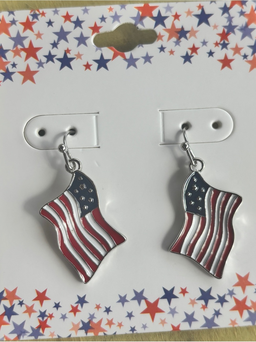American Flag Dangle Earrings - Red, White & Blue